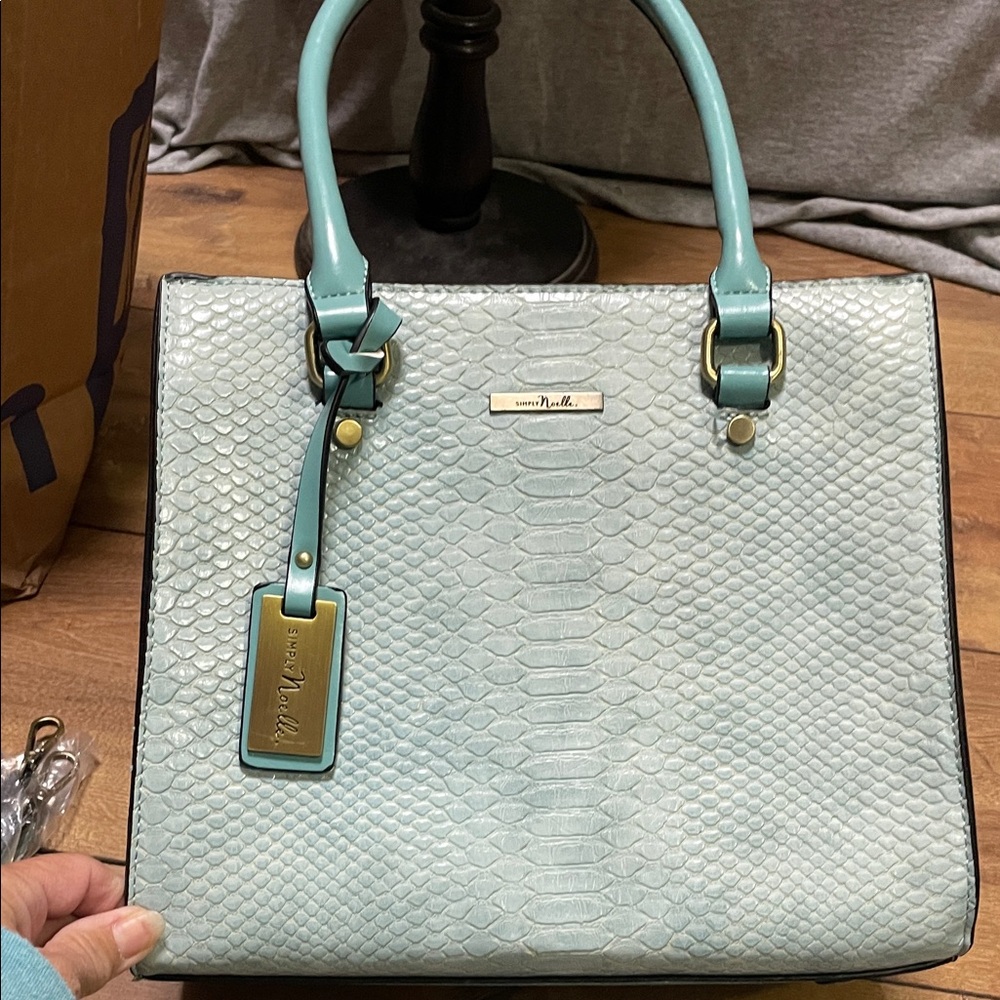 Simply Noelle Light Blue Snake Pattern Tote
